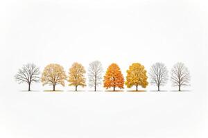 un fila de arboles exhibiendo el ciclo de estaciones foto