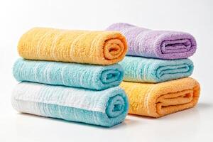 Soft and Colorful Towels Rolled Up photo