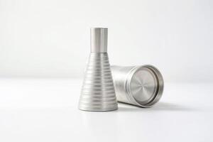 Silver Metal Objects on White Background photo