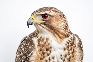 Close-up of a hawk with red eyes photo