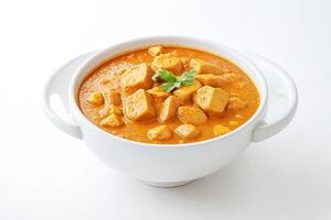 Bowl of Tofu Curry with Garnish photo