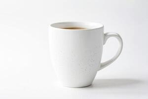 White Mug With Coffee on White Background photo