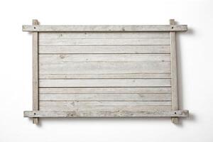 Whitewashed Wooden Signboard with Rustic Texture photo