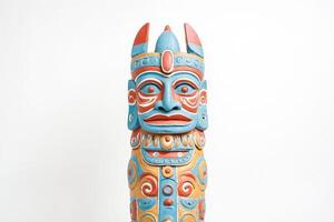 Colorful Totem Pole with Intricate Carvings photo