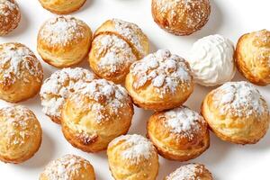 Closeup of Delicious Pastry Balls Covered in Powdered Sugar photo