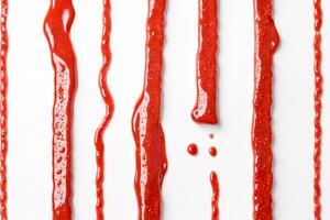 Red Sauce Drizzle on White Background photo