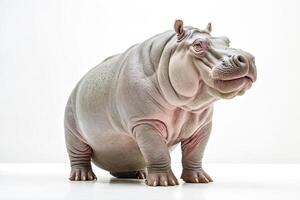 Hippopotamus Standing on White Background photo
