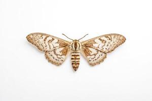 Brown and White Moth Isolated on White Background photo