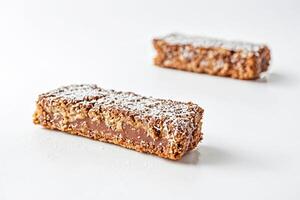Close-up of Delicious Chocolate Coconut Bar with Sprinkles photo