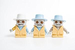 Three Toy Figures with Hats and Sunglasses photo