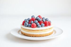 Close-up of a Delicious Blueberry and Raspberry Cake photo