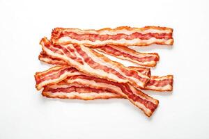 Crispy Bacon Strips on White Background photo