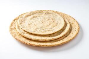 Stack of Three Flatbreads on White Background photo