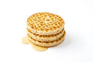 Stack of Waffles with Syrup Drizzle photo