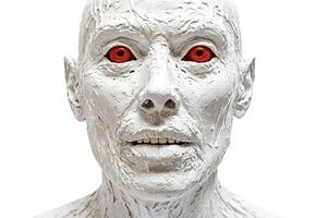 White Clay Mask with Red Eyes photo