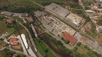 Abandoned Factory Aerial View. Industrial factory ruines video