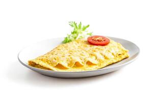 Omelet with Tomato and Salad on Plate photo