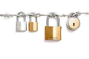 Padlocks and Chain Isolated on White Background photo