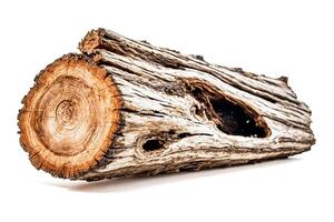 Weathered Log with Knots and Hole photo