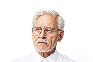 Portrait of a thoughtful senior man with glasses photo