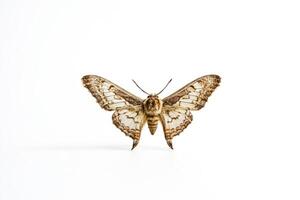 A Moth with Brown and White Wings on a White Background photo