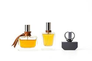 Three Perfume Bottles on a White Background photo