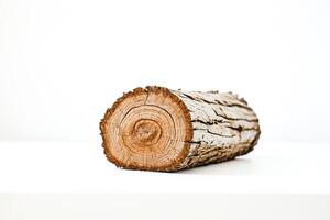 Closeup of a Cut Tree Trunk with Visible Growth Rings photo