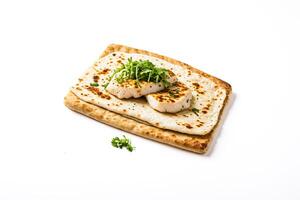 Grilled Halloumi and Naan Bread with Rocket photo