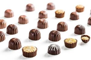 Assorted Chocolate Truffles on White Background photo
