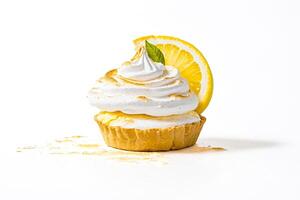 Lemon Meringue Pie with a Slice of Lemon on Top photo