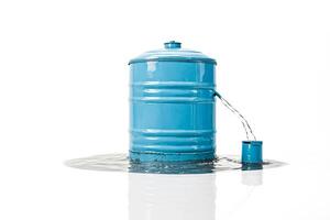 Water Tank Leaking Water on White Background photo