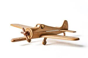 Wooden Toy Airplane on White Background photo