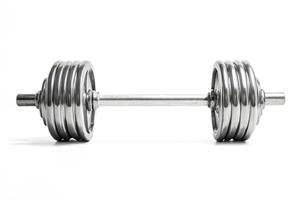 Silver Barbell Isolated on White Background photo