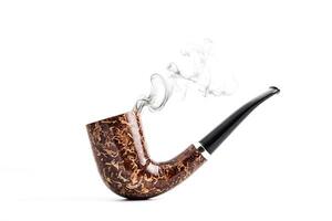 Smoking Pipe with Smoke Isolated on White photo