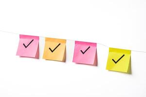 Colorful Sticky Notes with Check Marks photo