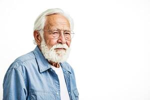 Portrait of a Senior Man with a White Beard and Glasses photo