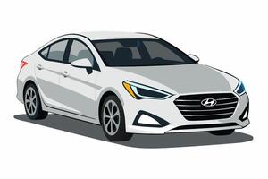 Hyundai Sonata Car Illustration on White Background Clipart, Cartoon, and Line Art Design, Hyundai Sonata illustration with white background. Includes clipart, cartoon, and line art design vector