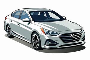 Hyundai Sonata Car Illustration on White Background Clipart, Cartoon, and Line Art Design, Hyundai Sonata illustration with white background. Includes clipart, cartoon, and line art design vector