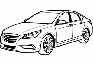 Hyundai Sonata Car Illustration on White Background Clipart, Cartoon, and Line Art Design, Hyundai Sonata illustration with white background. Includes clipart, cartoon, and line art design vector