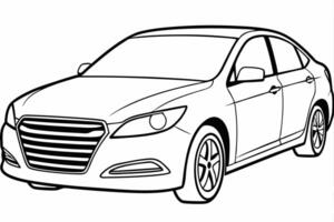 Hyundai Sonata Car Illustration on White Background Clipart, Cartoon, and Line Art Design, Hyundai Sonata illustration with white background. Includes clipart, cartoon, and line art design vector