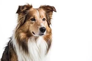 Close-up portrait of a Border Collie with a white background photo