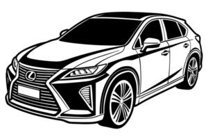 Lexus RX Car Illustration White Background, Cartoon, Clipart And Line Art, Lexus RX illustration with white background, ideal for cartoons and clipart vector