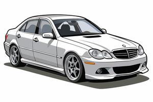Mercedes Benz C Class Car Illustration White Background, Cartoons, Clipart And Line Art, Mercedes Benz C Class illustration on white background, perfect for various designs vector