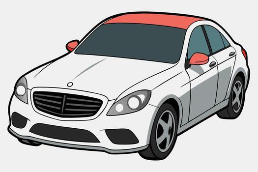 mercedes benz C clase coche ilustración blanco fondo, caricaturas, clipart y línea arte, mercedes benz C clase ilustración en blanco fondo, Perfecto para varios diseños vector