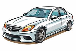 Mercedes Benz C Class Car Illustration White Background, Cartoons, Clipart And Line Art, Mercedes Benz C Class illustration on white background, perfect for various designs vector