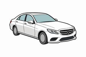 Mercedes Benz C Class Car Illustration White Background, Cartoons, Clipart And Line Art, Mercedes Benz C Class illustration on white background, perfect for various designs vector