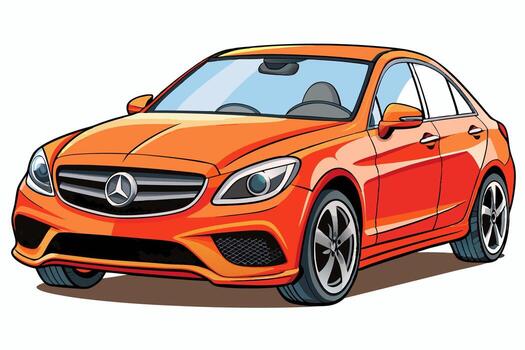 mercedes benz C clase coche ilustración blanco fondo, caricaturas, clipart y línea arte, mercedes benz C clase ilustración en blanco fondo, Perfecto para varios diseños vector