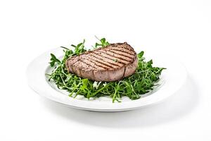 Grilled Tuna Steak on Arugula Salad photo