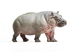 Hippopotamus standing on white background photo