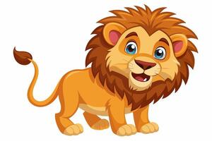 Funny Lion Illustration with White Background Cartoons, Clipart, and Line Art Design, Funny lion illustration, perfect for cartoons, clipart, and line art designs with white background vector